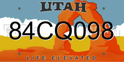 84CQ098 Utah License Plate