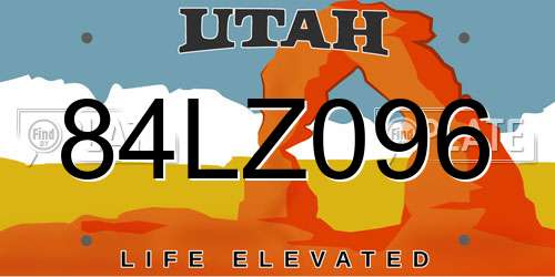 84LZ096 Utah License Plate