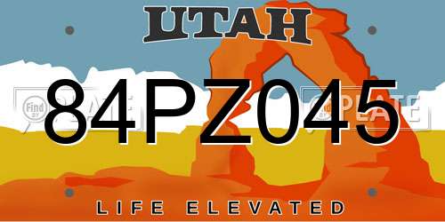 84PZ045 Utah License Plate