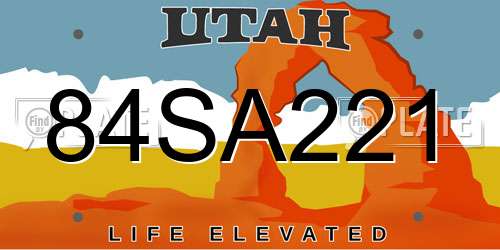 84SA221 Utah License Plate
