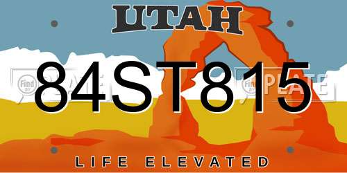 84ST815 Utah License Plate