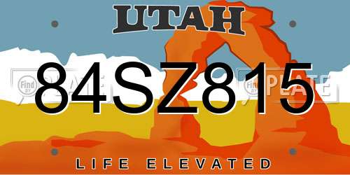 84SZ815 Utah License Plate