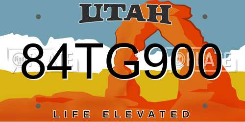 84TG900 Utah License Plate