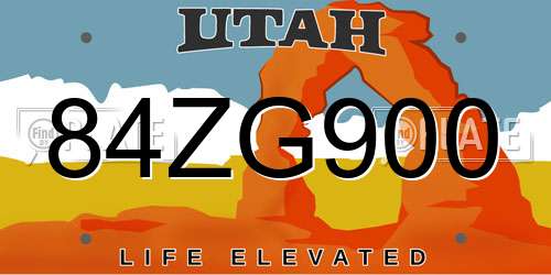 84ZG900 Utah License Plate