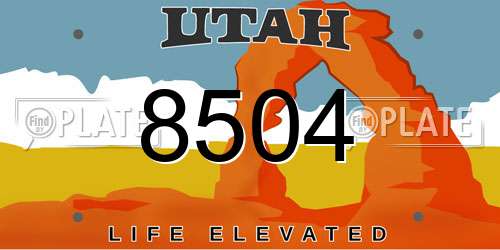 8504 Utah License Plate