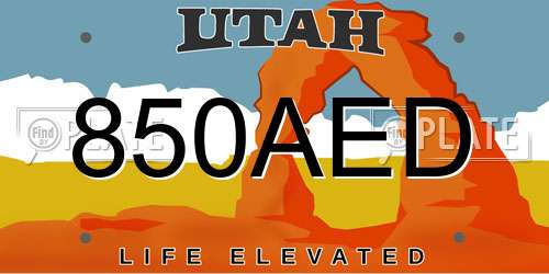 850AED Utah License Plate