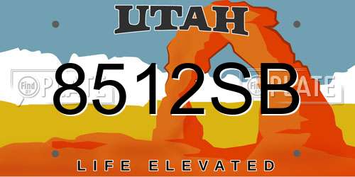 8512SB Utah License Plate