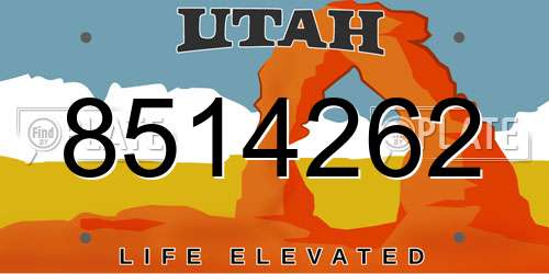 8514262 Utah License Plate