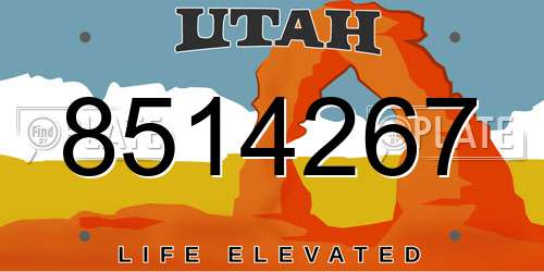 8514267 Utah License Plate