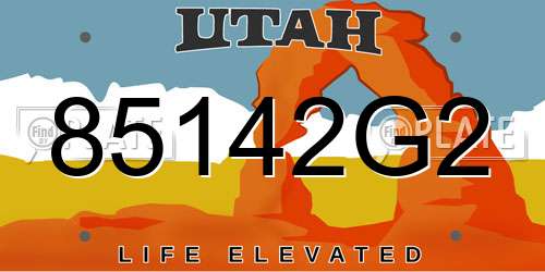85142G2 Utah License Plate