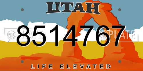 8514767 Utah License Plate