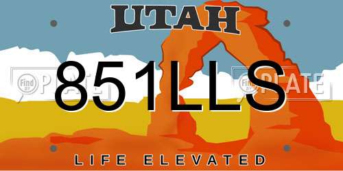 851LLS Utah License Plate