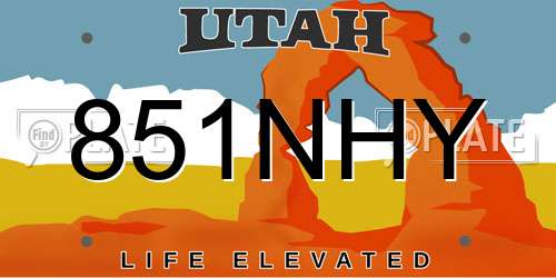 851NHY Utah License Plate
