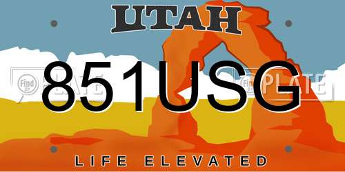 851USG Utah License Plate