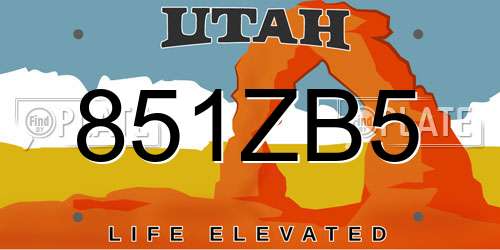 851ZB5 Utah License Plate