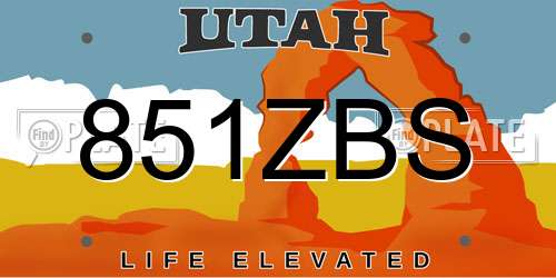 851ZBS Utah License Plate