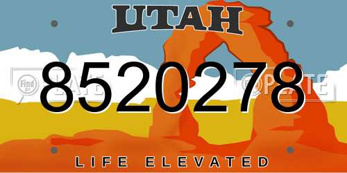 8520278 Utah License Plate