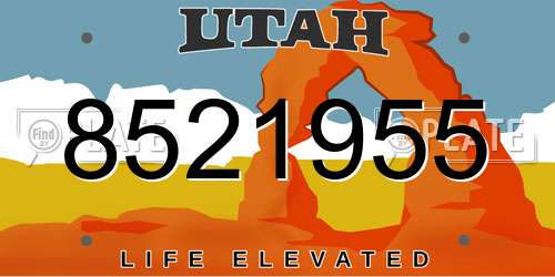 8521955 Utah License Plate