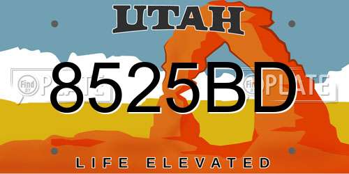 8525BD Utah License Plate