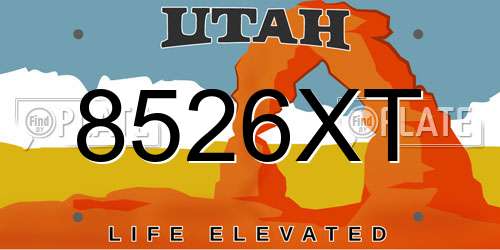 8526XT Utah License Plate