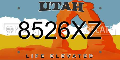 8526XZ Utah License Plate