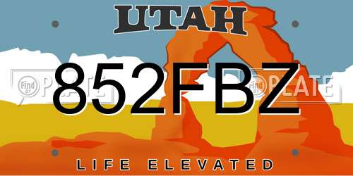 852FBZ Utah License Plate