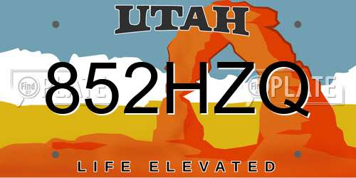852HZQ Utah License Plate