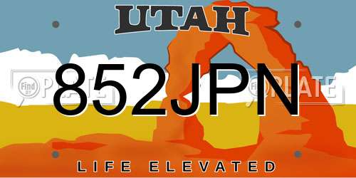 852JPN Utah License Plate