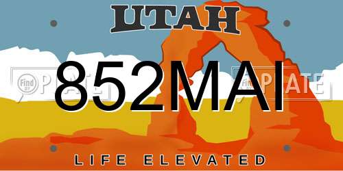 852MAI Utah License Plate