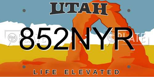 852NYR Utah License Plate