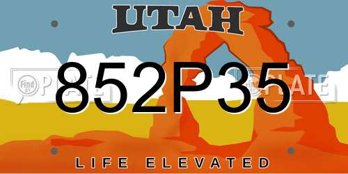 852P35 Utah License Plate