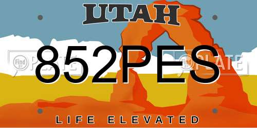 852PES Utah License Plate