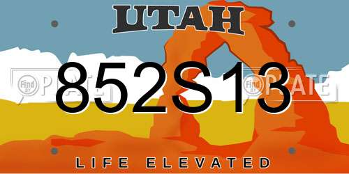 852S13 Utah License Plate