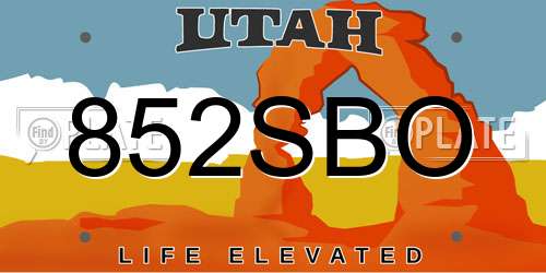 852SBO Utah License Plate