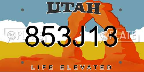 853J13 Utah License Plate