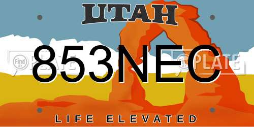 853NEC Utah License Plate