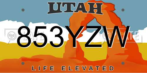 853YZW Utah License Plate
