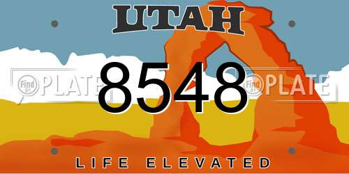 8548 Utah License Plate