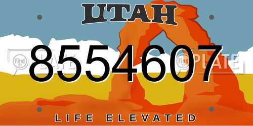 8554607 Utah License Plate