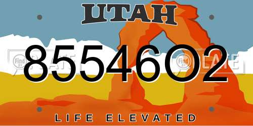 85546O2 Utah License Plate