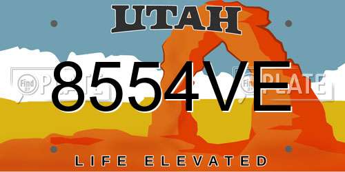 8554VE Utah License Plate