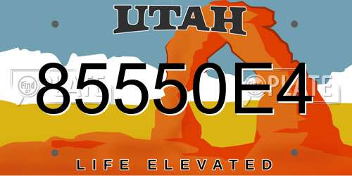 85550E4 Utah License Plate