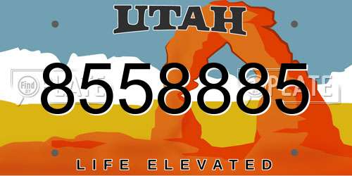 8558885 Utah License Plate