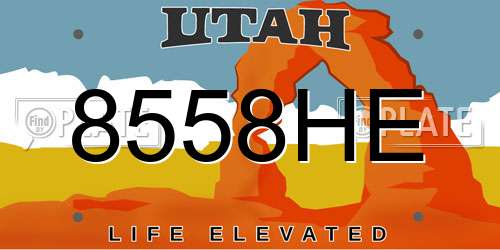 8558HE Utah License Plate
