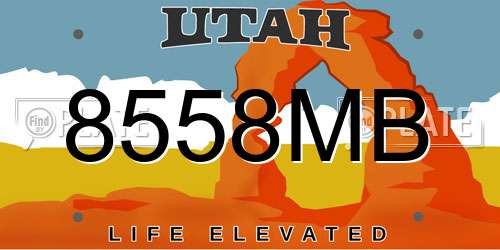 8558MB Utah License Plate