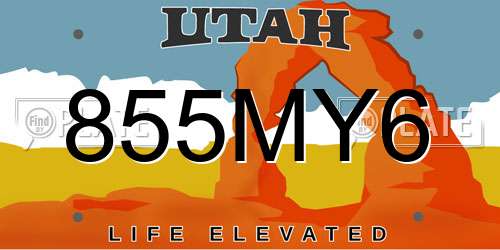 855MY6 Utah License Plate