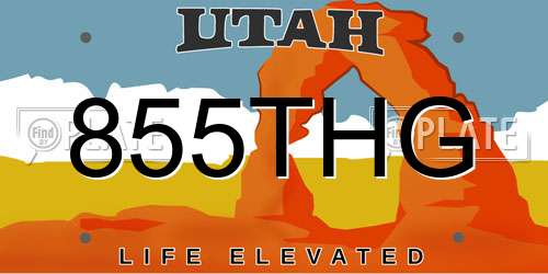 855THG Utah License Plate