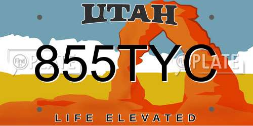 855TYC Utah License Plate