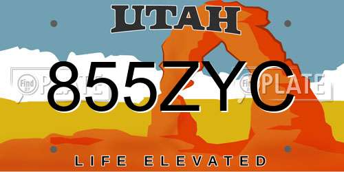 855ZYC Utah License Plate
