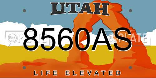 8560AS Utah License Plate